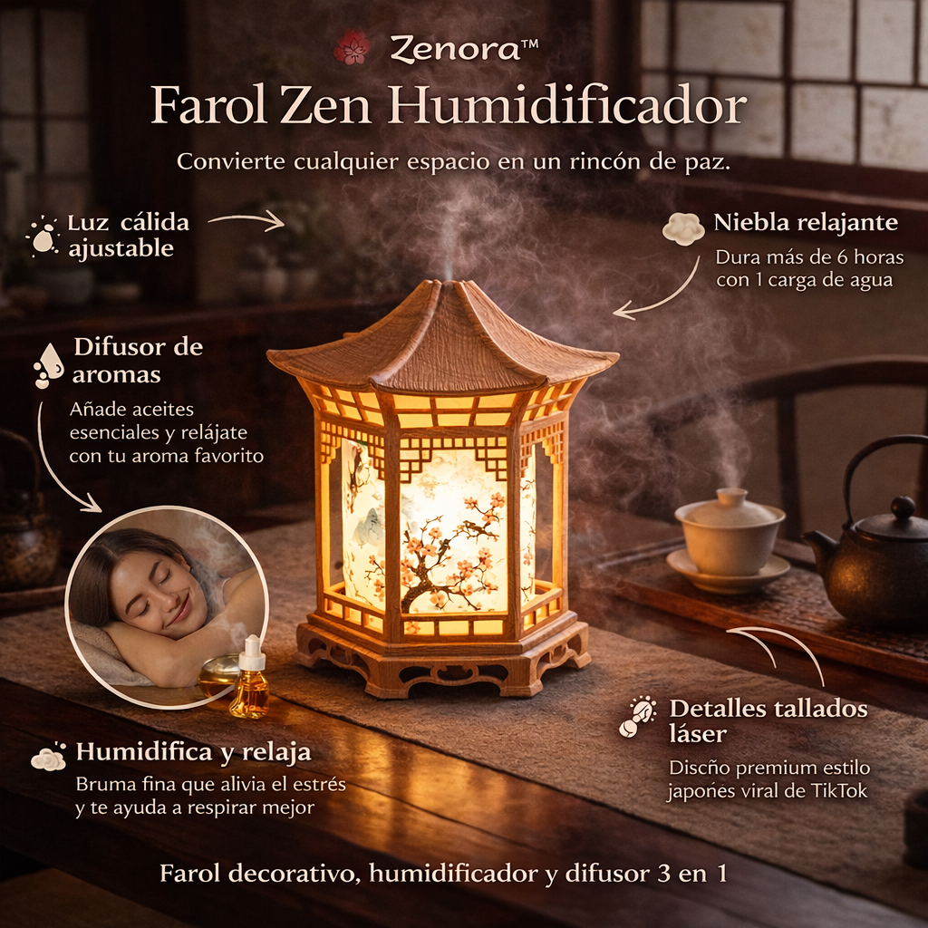 Farol Zen (Humidificador decorativo con luz y difusor)